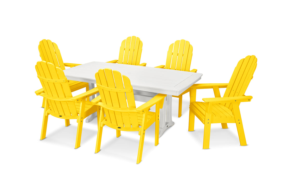 POLYWOOD® Vineyard Curveback Adirondack 7-Piece Dining Set with Trestle Legs