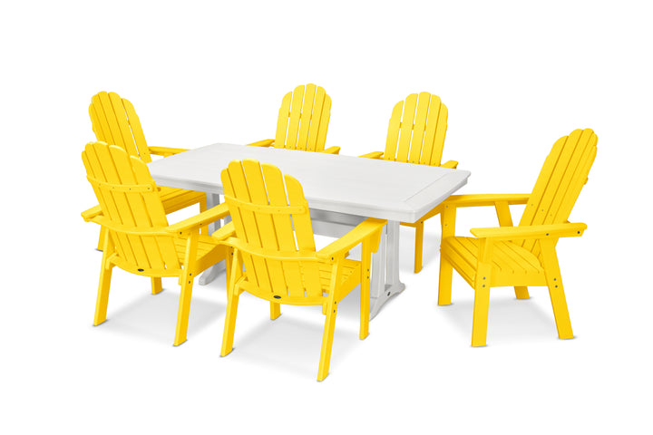 POLYWOOD® Vineyard Curveback Adirondack 7-Piece Dining Set with Trestle Legs
