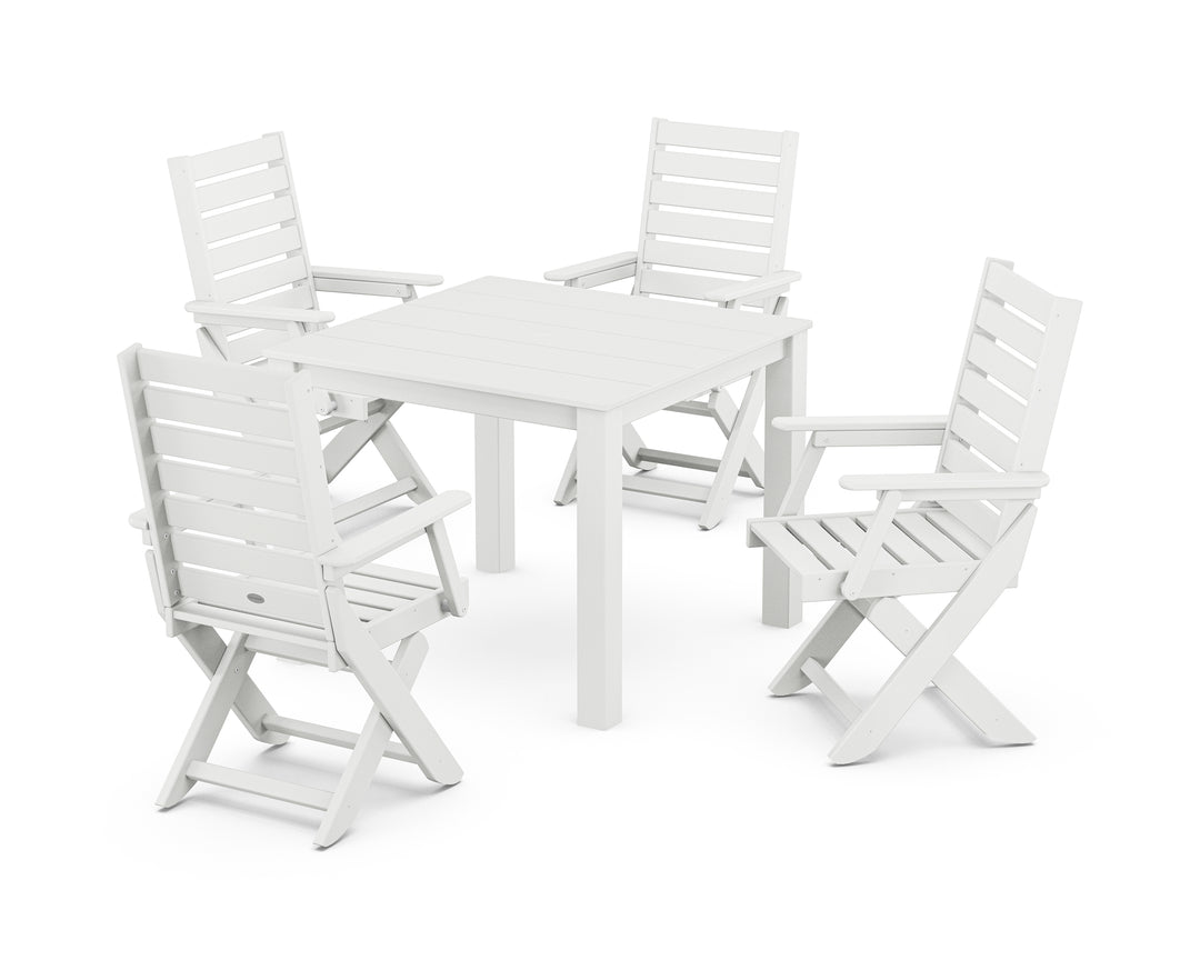 POLYWOOD® Captain Folding Chair 5-Piece Parsons Dining Set