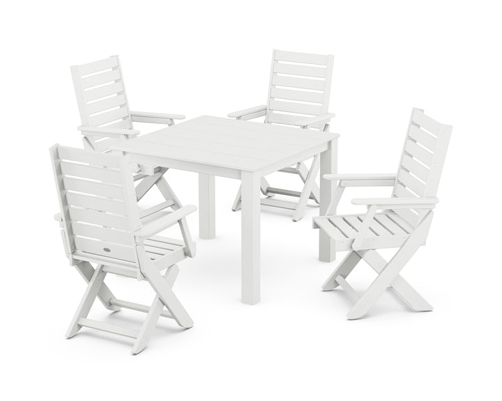 POLYWOOD® Captain Folding Chair 5-Piece Parsons Dining Set