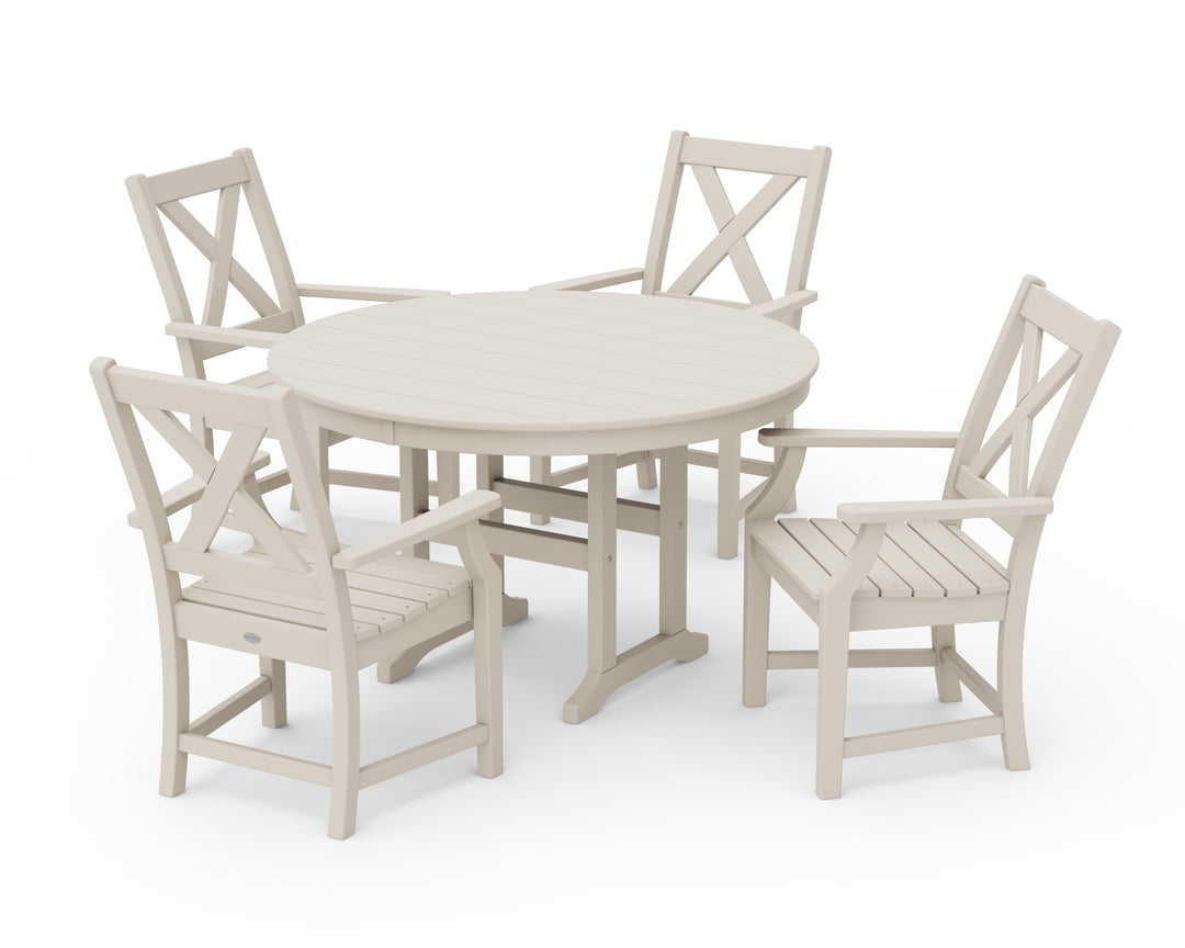 POLYWOOD® Braxton 5-Piece Round Farmhouse Dining Set