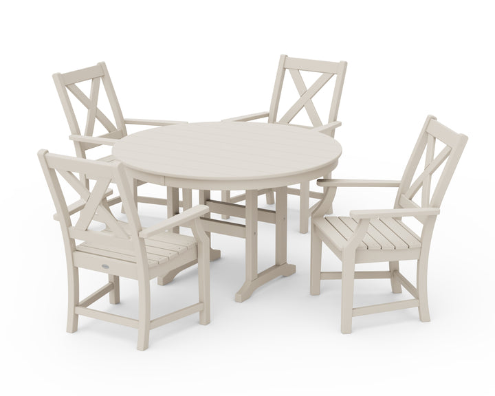 POLYWOOD® Braxton 5-Piece Round Farmhouse Dining Set