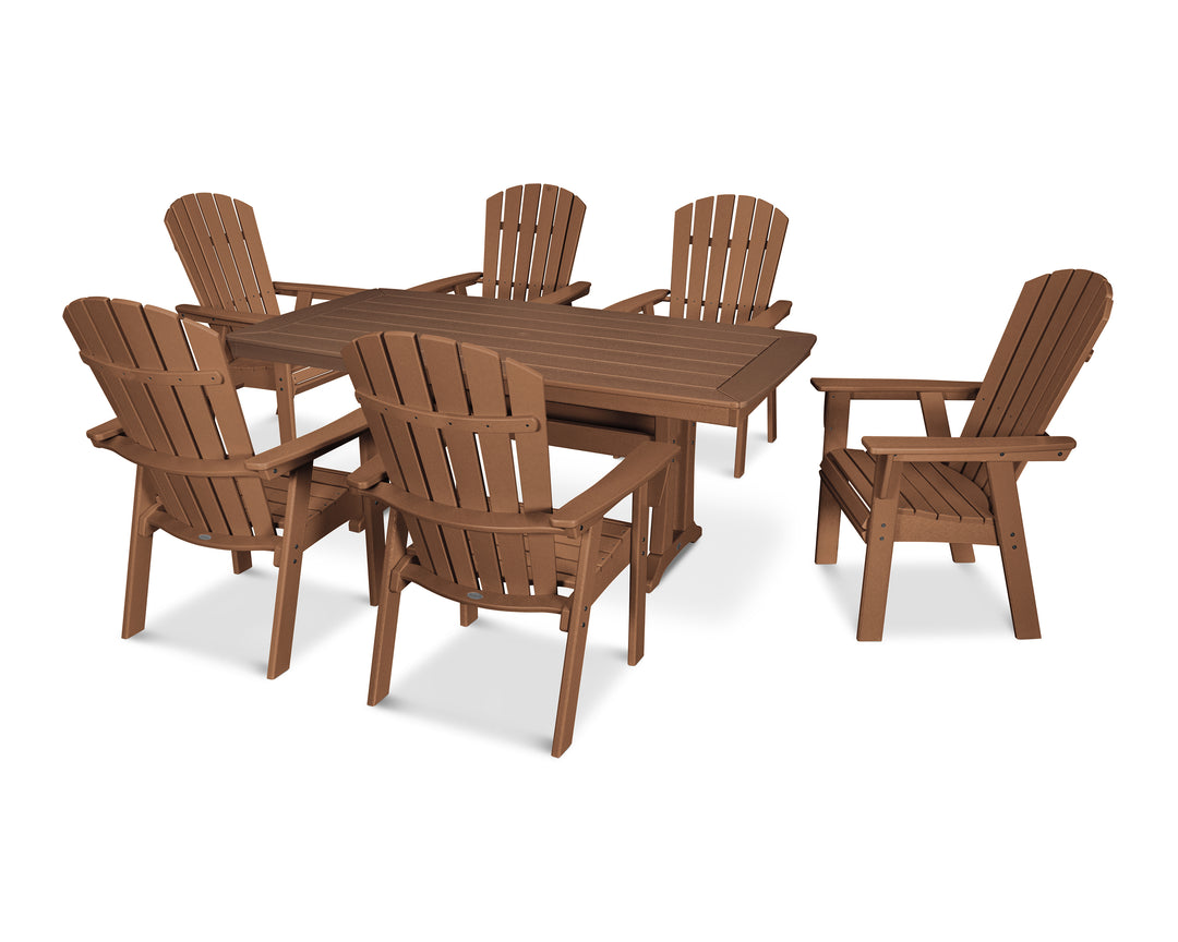 POLYWOOD® Nautical Curveback Adirondack 7-Piece Dining Set with Trestle Legs
