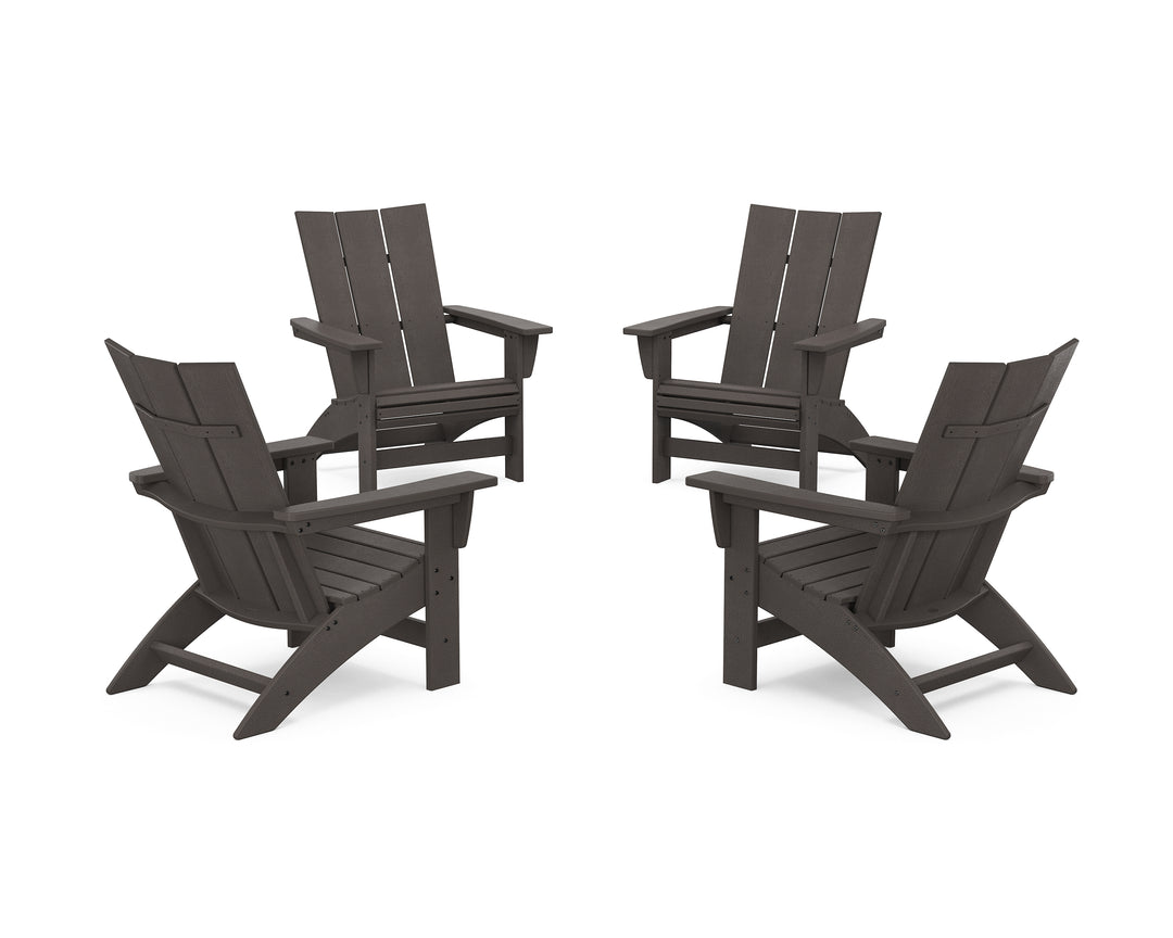 POLYWOOD® 4-Piece Modern Grand Adirondack Chair Conversation Set