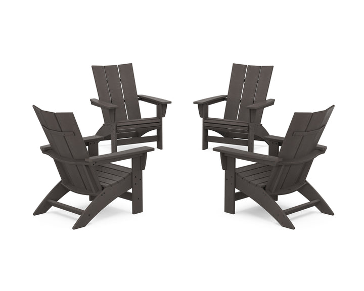 POLYWOOD® 4-Piece Modern Grand Adirondack Chair Conversation Set