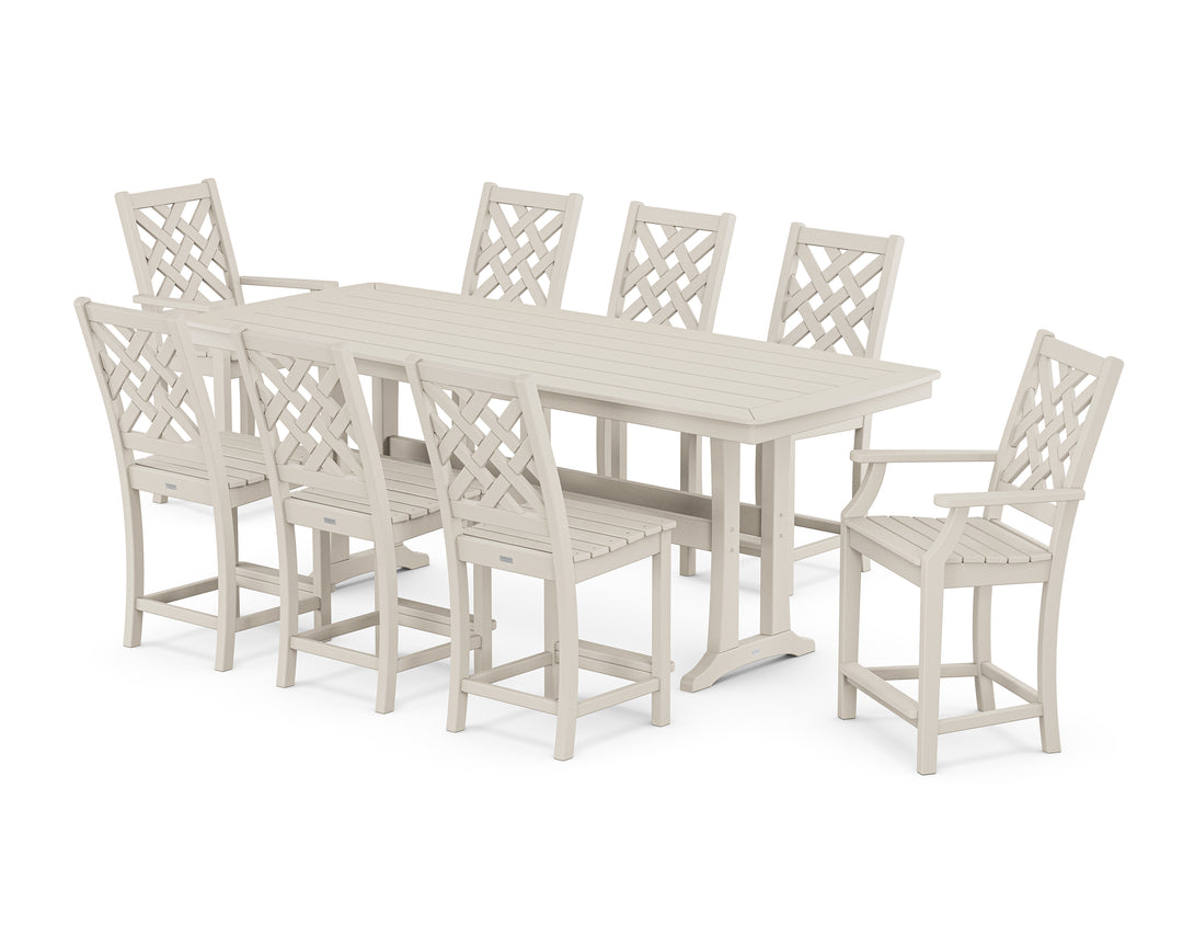 Country Living Wovendale 9-Piece Counter Set with Trestle Legs