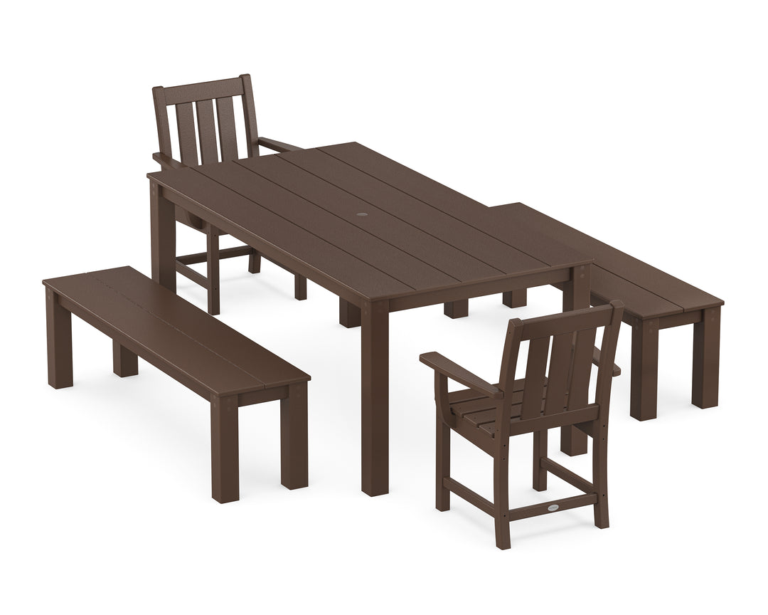 POLYWOOD® Oxford 5-Piece Parsons Dining Set with Benches