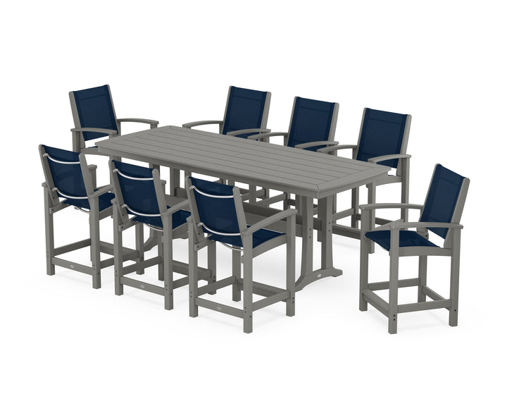 POLYWOOD® Coastal 9-Piece Counter Set with Trestle Legs