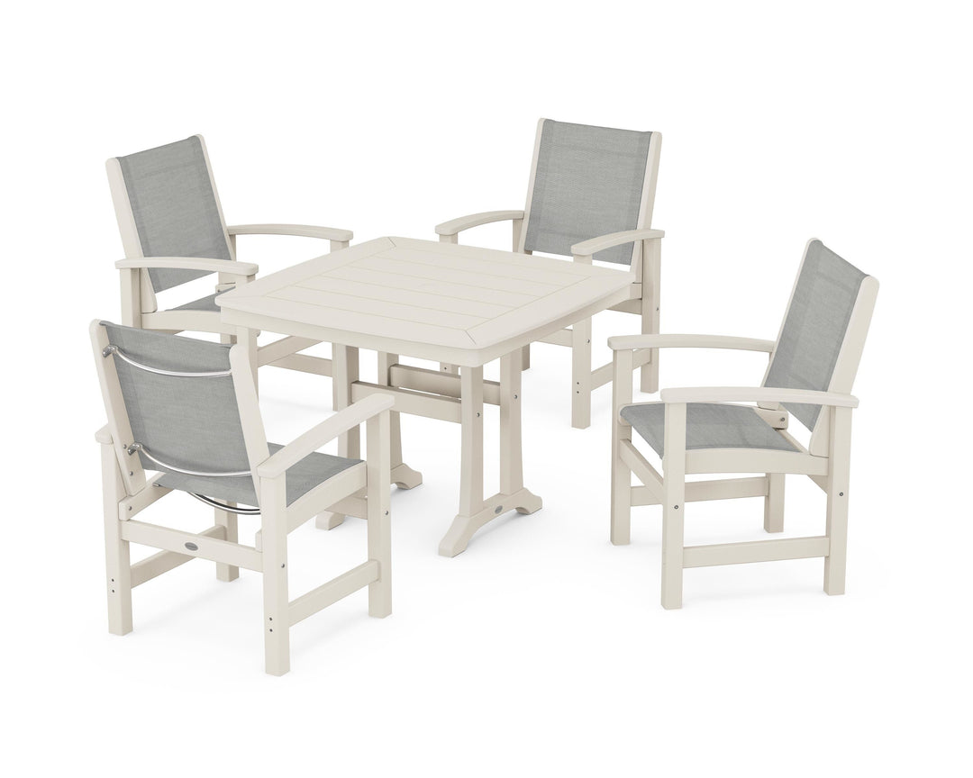 POLYWOOD® Coastal 5-Piece Dining Set with Trestle Legs