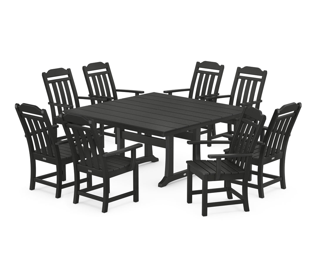 Country Living Cottage 9-Piece Square Farmhouse Dining Set with Trestle Legs