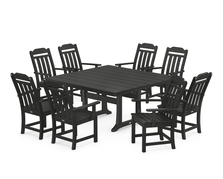 Country Living Cottage 9-Piece Square Farmhouse Dining Set with Trestle Legs