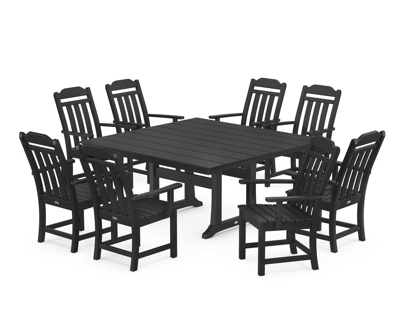 Cottage 9-Piece Square Farmhouse Dining Set with Trestle Legs