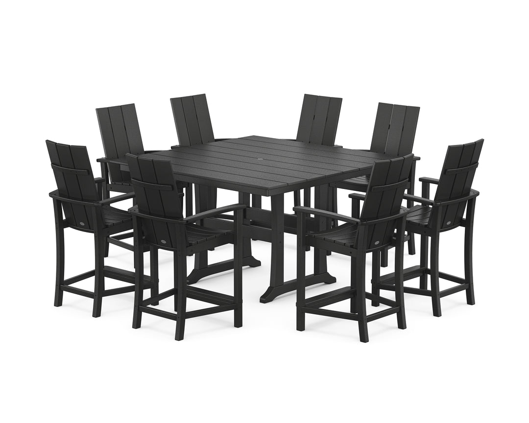 POLYWOOD® Modern Adirondack 9-Piece Farmhouse Trestle Counter Set