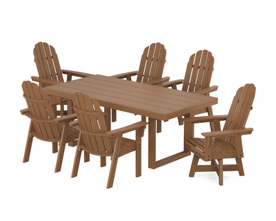 Vineyard Curveback Adirondack Swivel Chair 7-Piece Dining Set