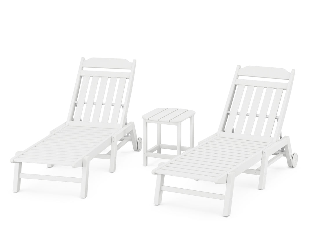 Country Living Cottage 3-Piece Chaise Set with Wheels