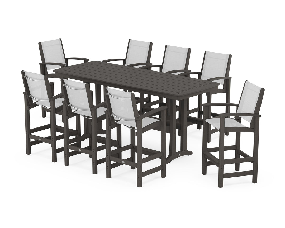 POLYWOOD® Coastal 9-Piece Bar Set with Trestle Legs