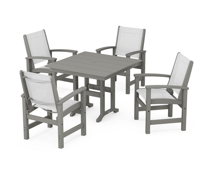 POLYWOOD® Coastal 5-Piece Farmhouse Dining Set
