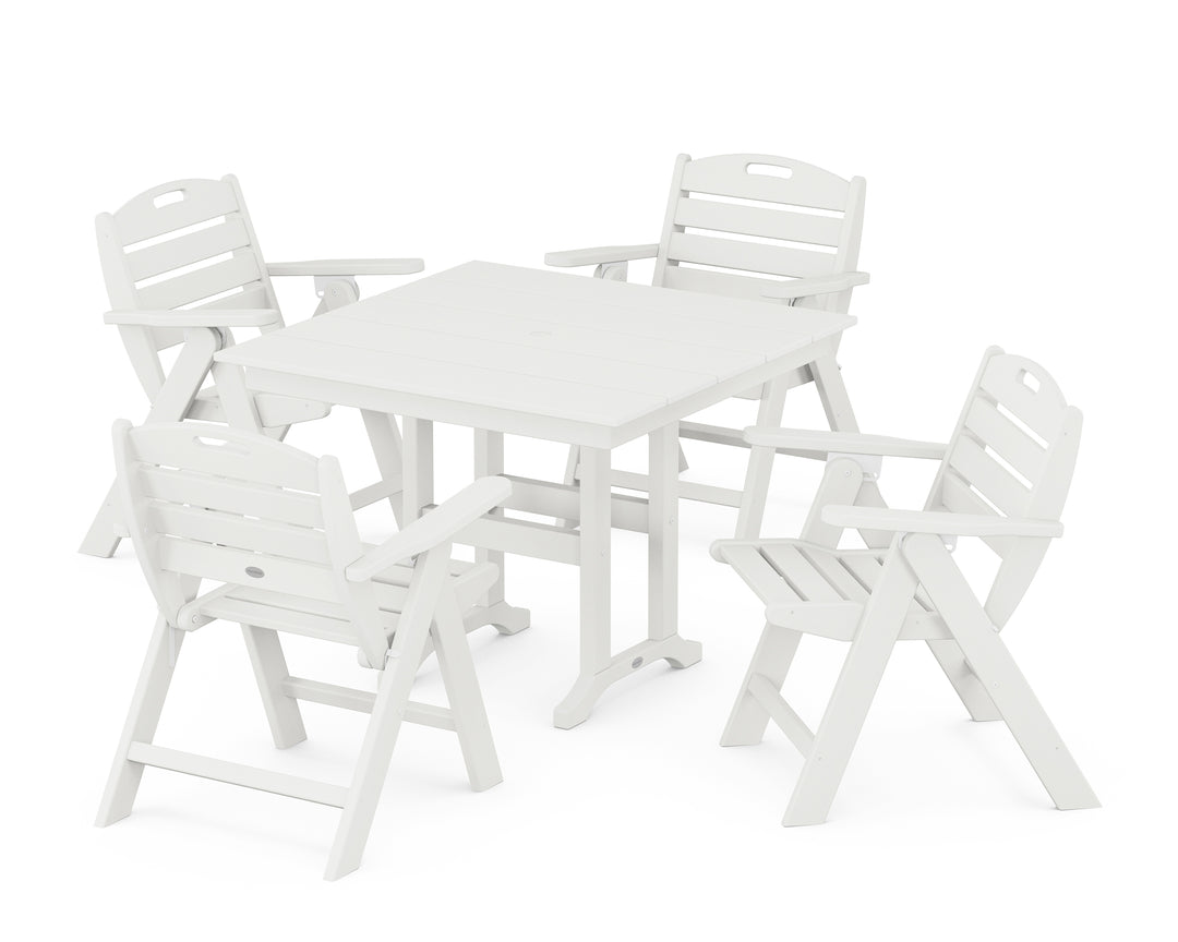 POLYWOOD® Nautical Folding Lowback Chair 5-Piece Farmhouse Dining Set