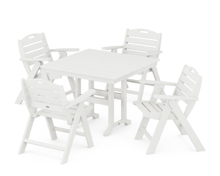 POLYWOOD® Nautical Folding Lowback Chair 5-Piece Farmhouse Dining Set