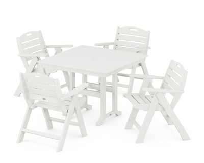 Nautical Folding Lowback Chair 5-Piece Farmhouse Dining Set