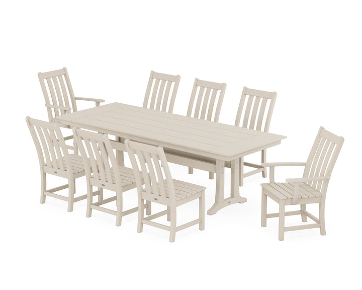 POLYWOOD® Vineyard 9-Piece Farmhouse Dining Set with Trestle Legs