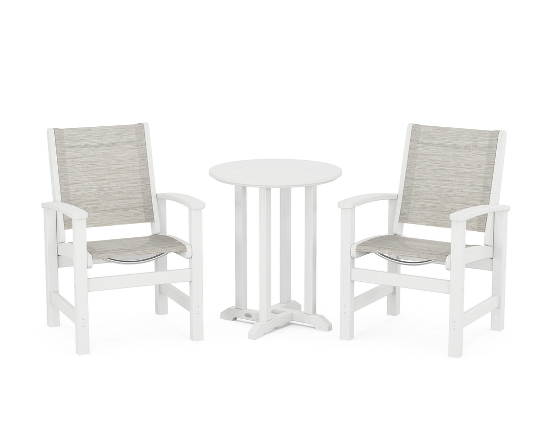 POLYWOOD® Coastal 3-Piece Round Bistro Dining Set