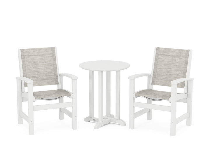 POLYWOOD® Coastal 3-Piece Round Bistro Dining Set