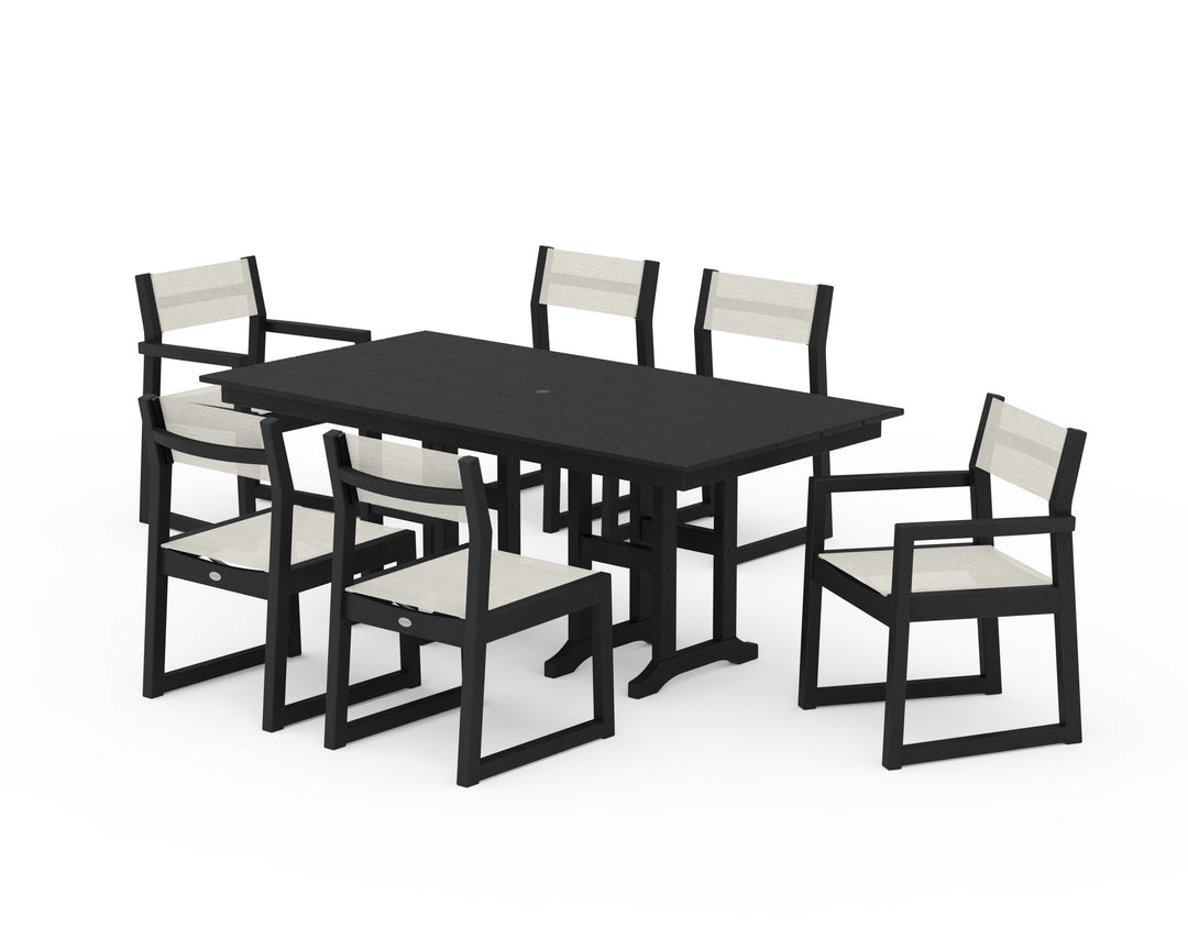 POLYWOOD® EDGE Sling 7-Piece Farmhouse Dining Set