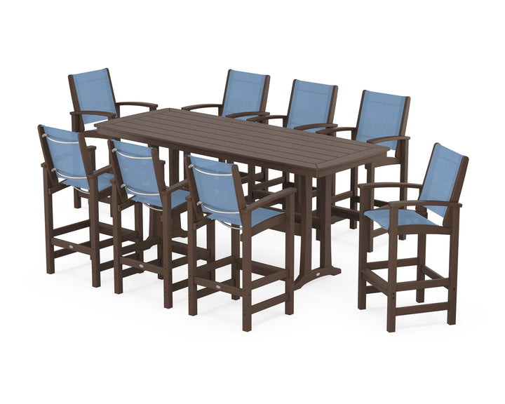 POLYWOOD® Coastal 9-Piece Bar Set with Trestle Legs