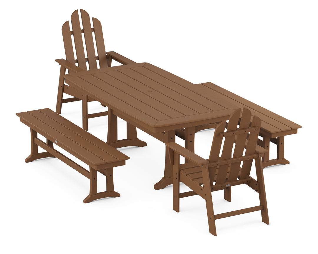 POLYWOOD® Long Island 5-Piece Dining Set with Trestle Legs