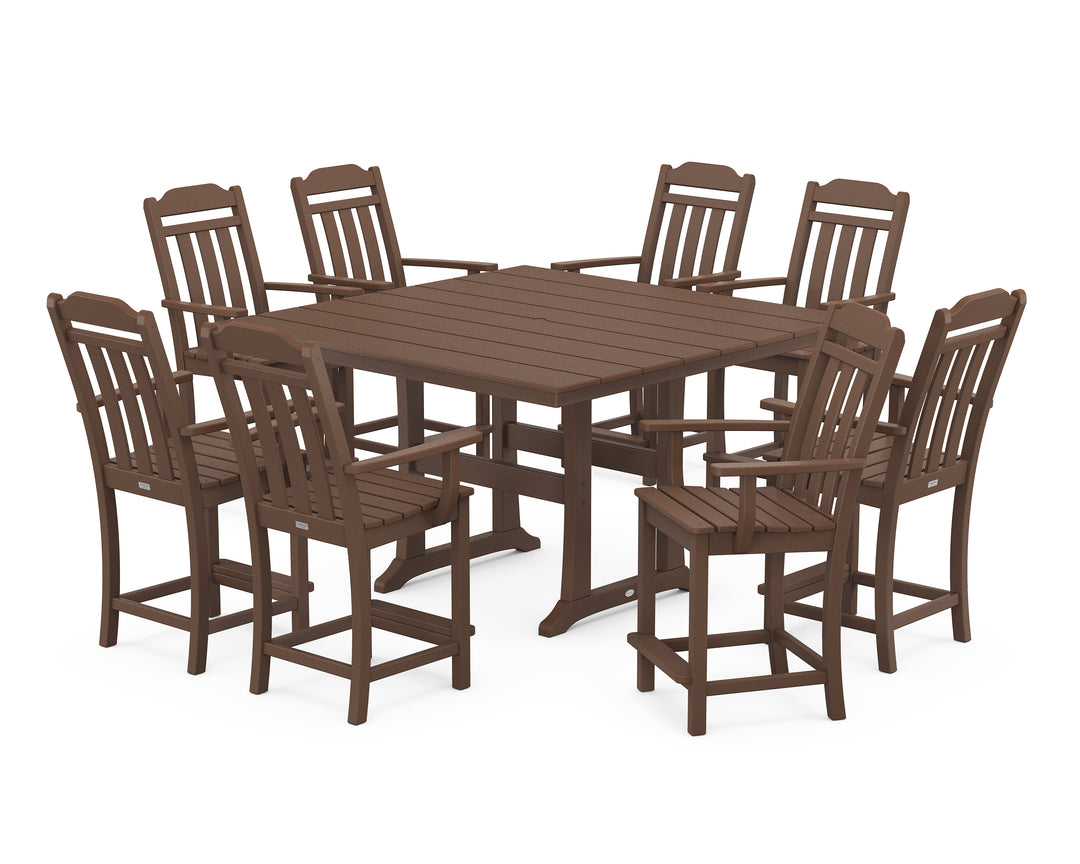 Country Living Cottage 9-Piece Square Farmhouse Counter Set with Trestle Legs