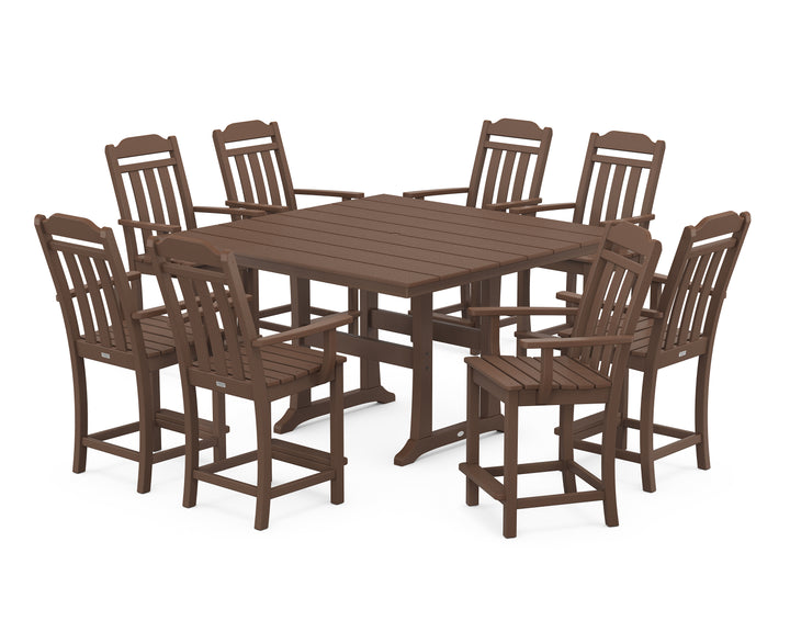 Country Living Cottage 9-Piece Square Farmhouse Counter Set with Trestle Legs