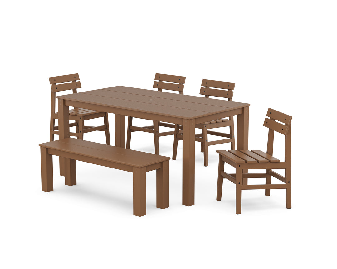 POLYWOOD® Modern Studio Plaza Chair 6-Piece Parsons Dining Set with Bench