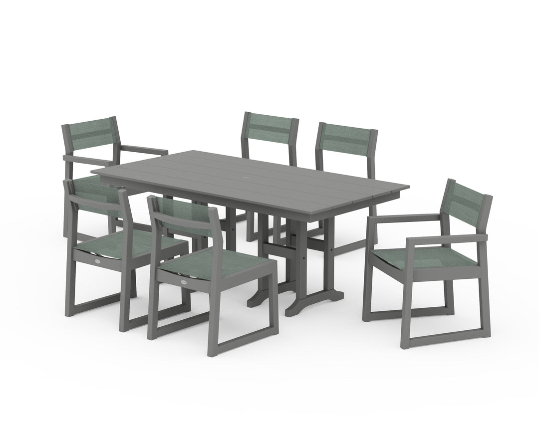 POLYWOOD® EDGE Sling 7-Piece Farmhouse Dining Set