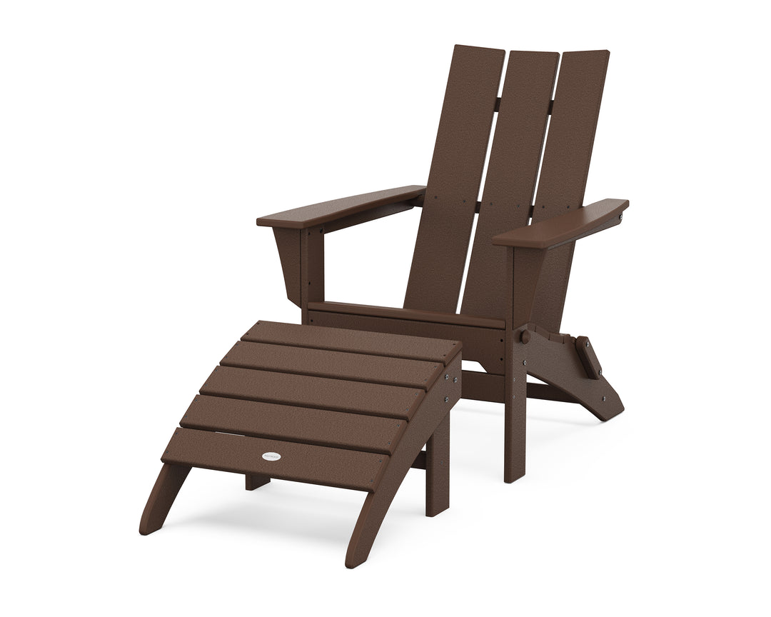 POLYWOOD® Modern Folding Adirondack Chair 2-Piece Set with Ottoman