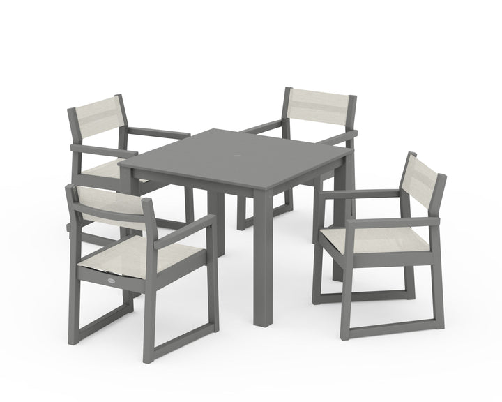 POLYWOOD® EDGE Sling Arm Chair 5-Piece Parsons Dining Set