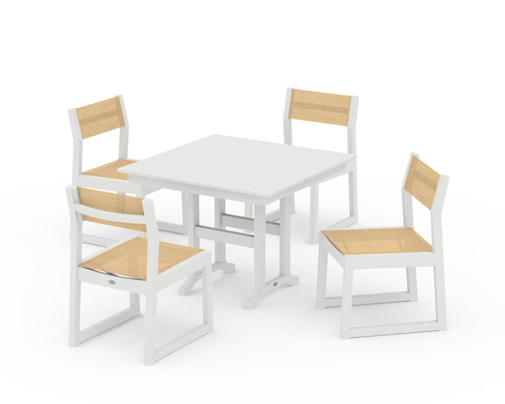 POLYWOOD® EDGE Sling Side Chair 5-Piece Farmhouse Dining Set