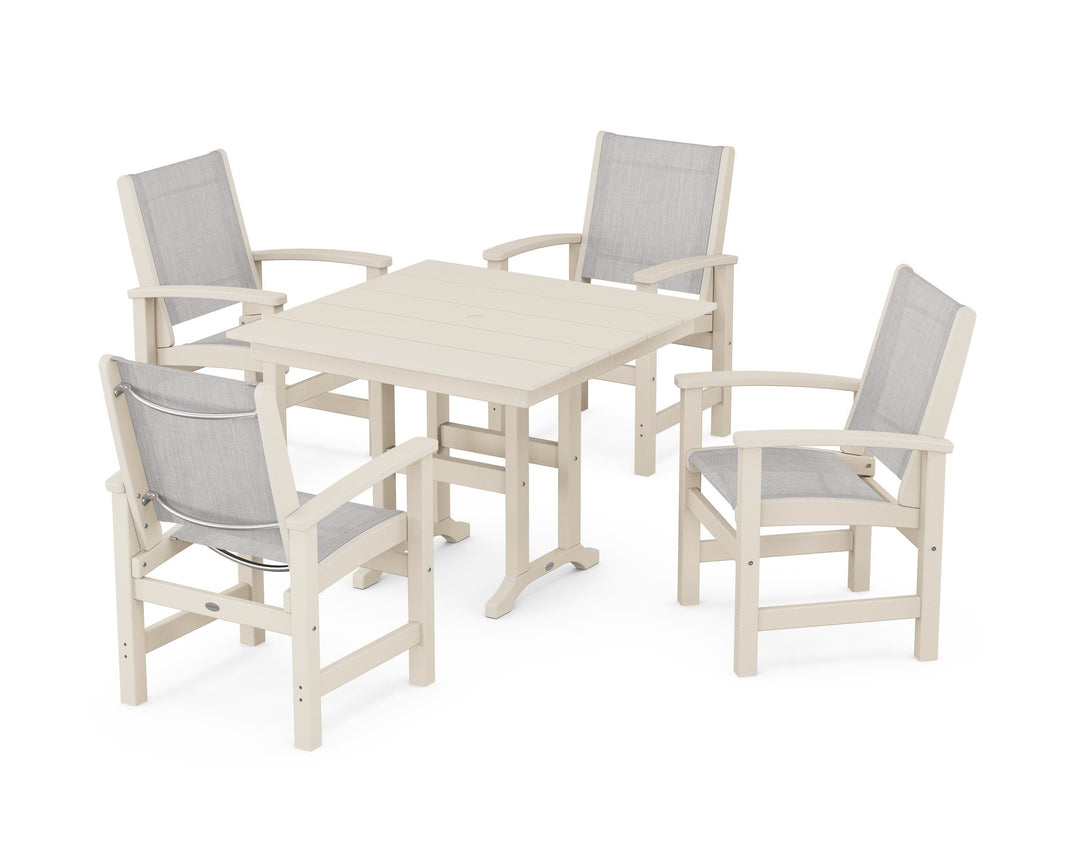 POLYWOOD® Coastal 5-Piece Farmhouse Dining Set