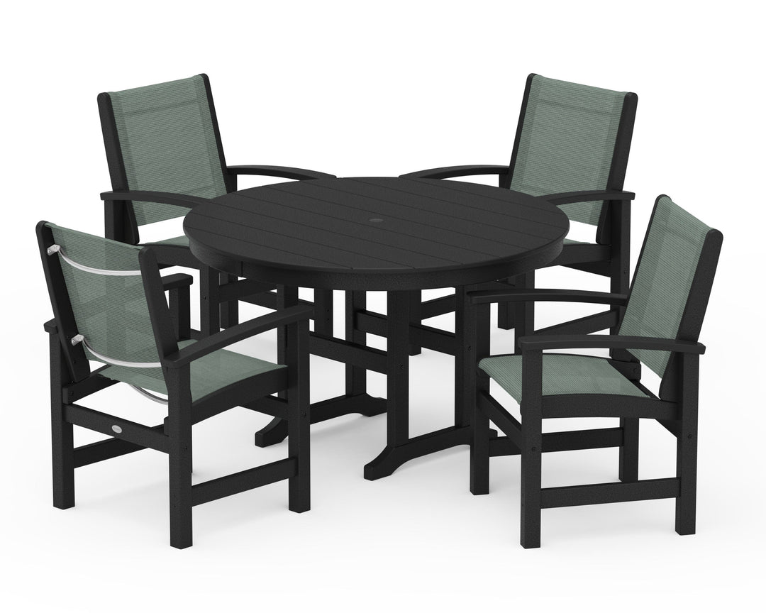 POLYWOOD® Coastal 5-Piece Round Farmhouse Dining Set