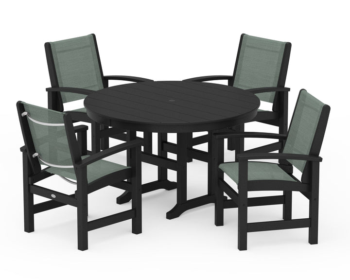 POLYWOOD® Coastal 5-Piece Round Farmhouse Dining Set