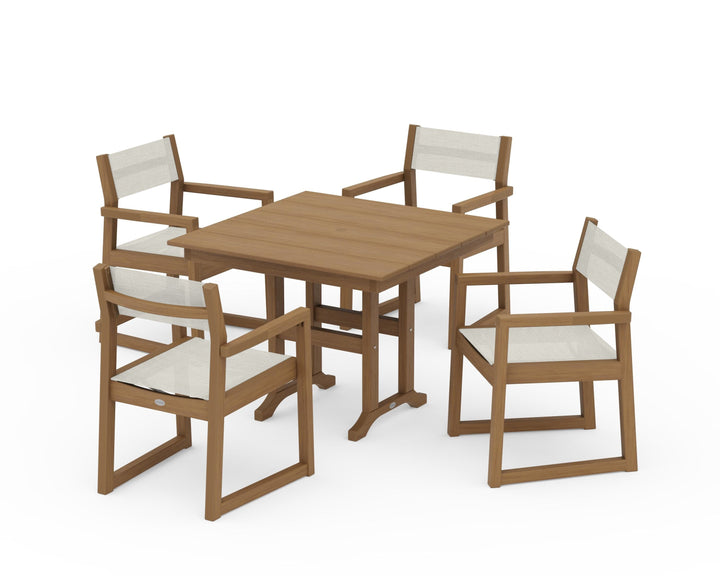 POLYWOOD® EDGE Sling Arm Chair 5-Piece Farmhouse Dining Set