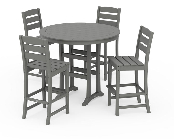 POLYWOOD® Lakeside 5-Piece Round Farmhouse Side Chair Bar Set