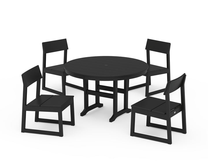 POLYWOOD® EDGE Side Chair 5-Piece Round Farmhouse Dining Set