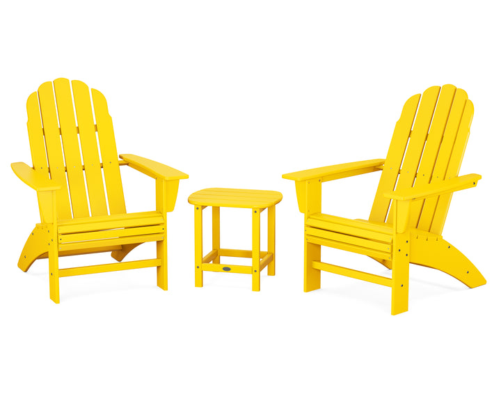 POLYWOOD® Vineyard 3-Piece Curveback Adirondack Set with South Beach 18" Side Table
