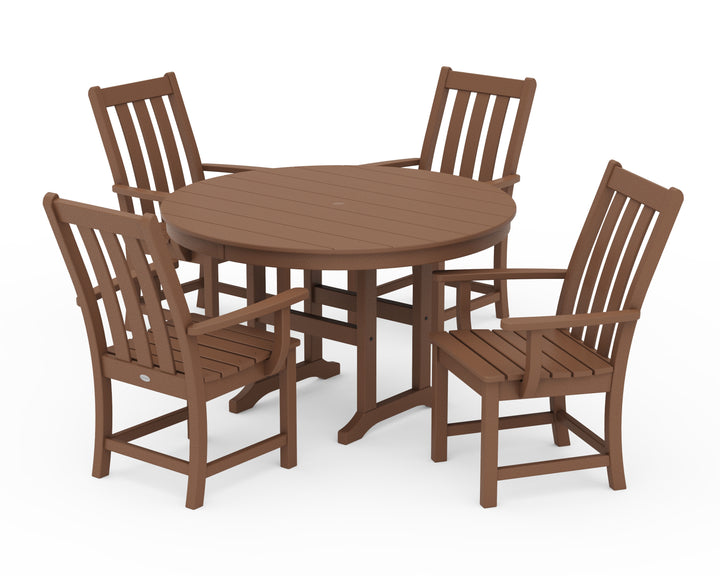 POLYWOOD® Vineyard 5-Piece Round Farmhouse Dining Set