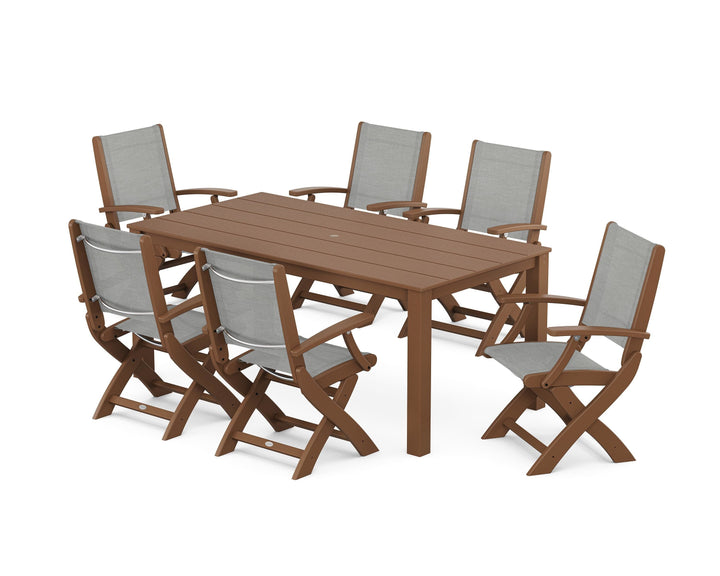 POLYWOOD® Coastal Folding Chair 7-Piece Parsons Dining Set