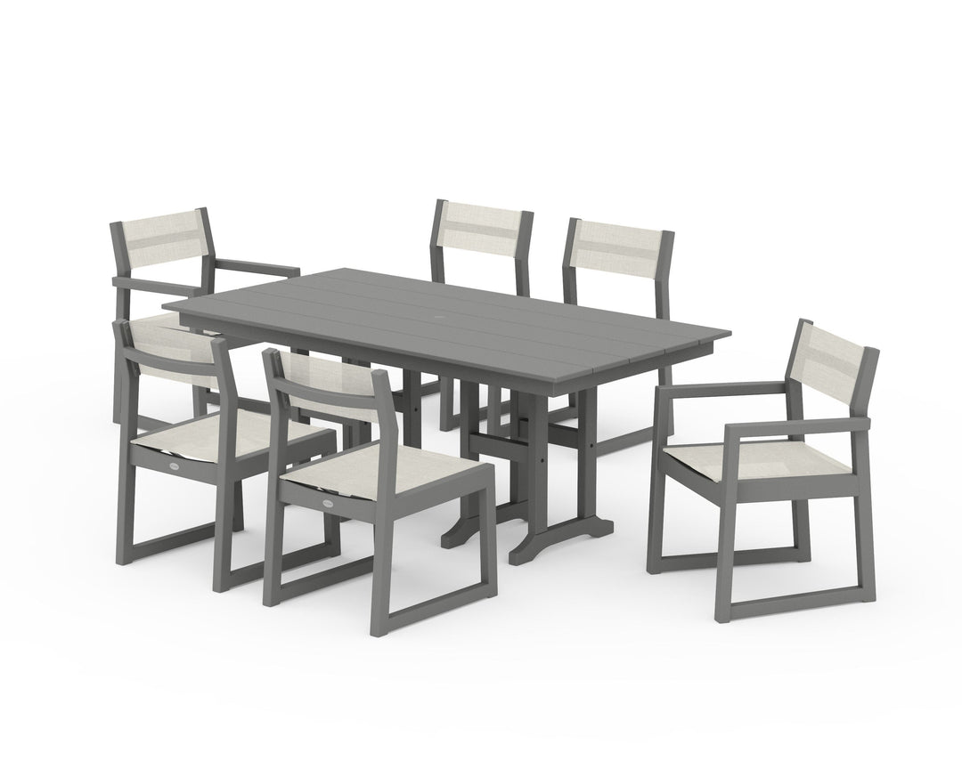 POLYWOOD® EDGE Sling 7-Piece Farmhouse Dining Set