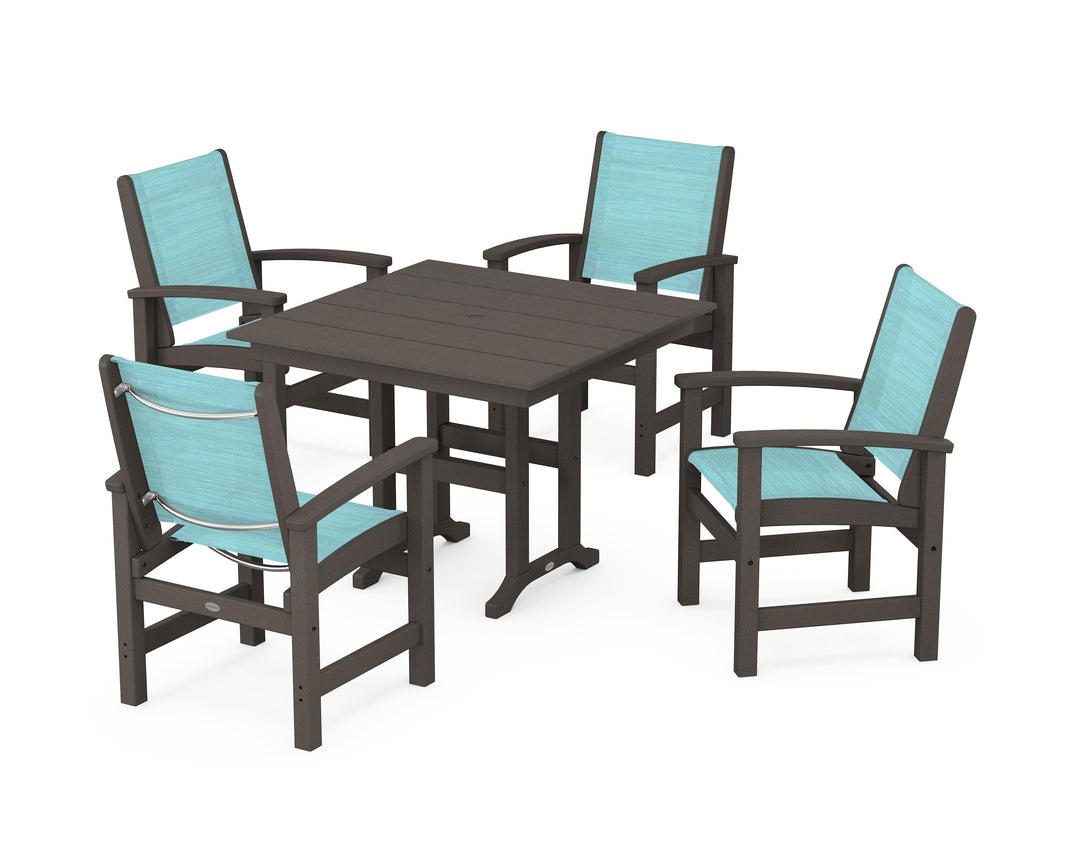 POLYWOOD® Coastal 5-Piece Farmhouse Dining Set