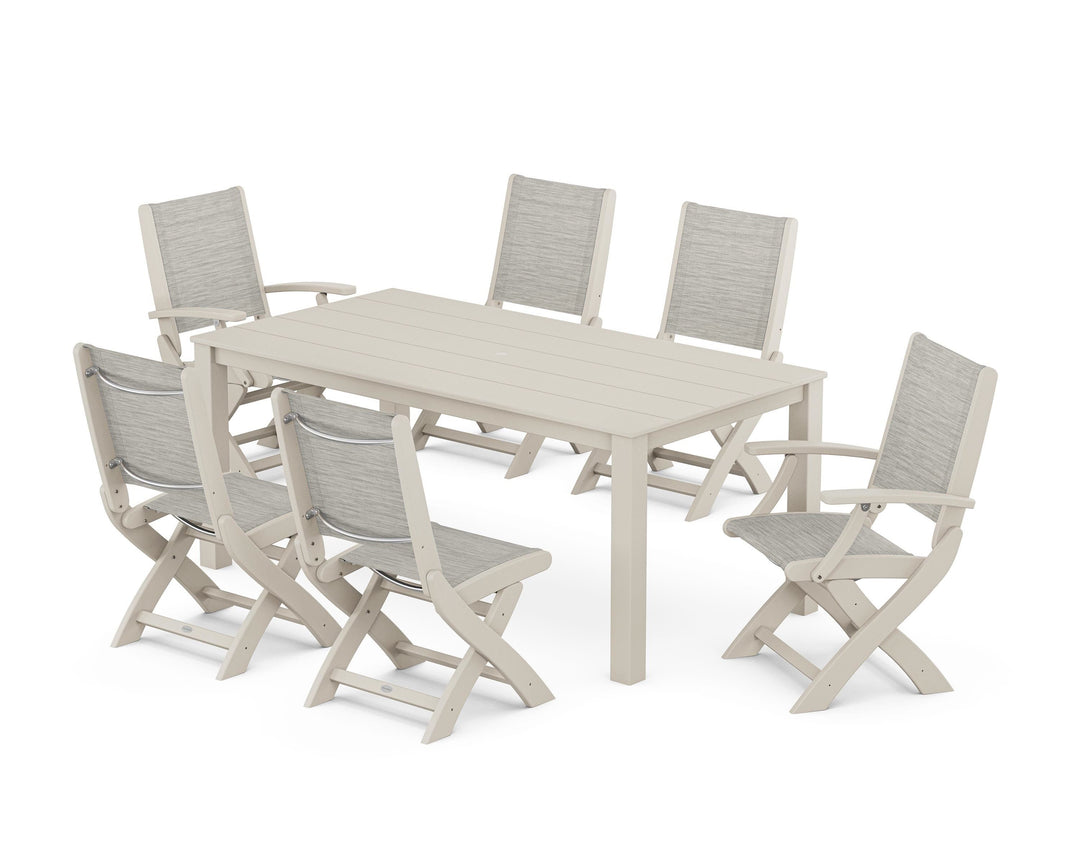 POLYWOOD® Coastal Folding Chair 7-Piece Parsons Dining Set