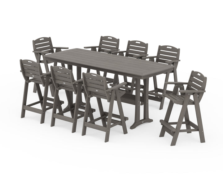 POLYWOOD® Nautical 9-Piece Bar Set with Trestle Legs